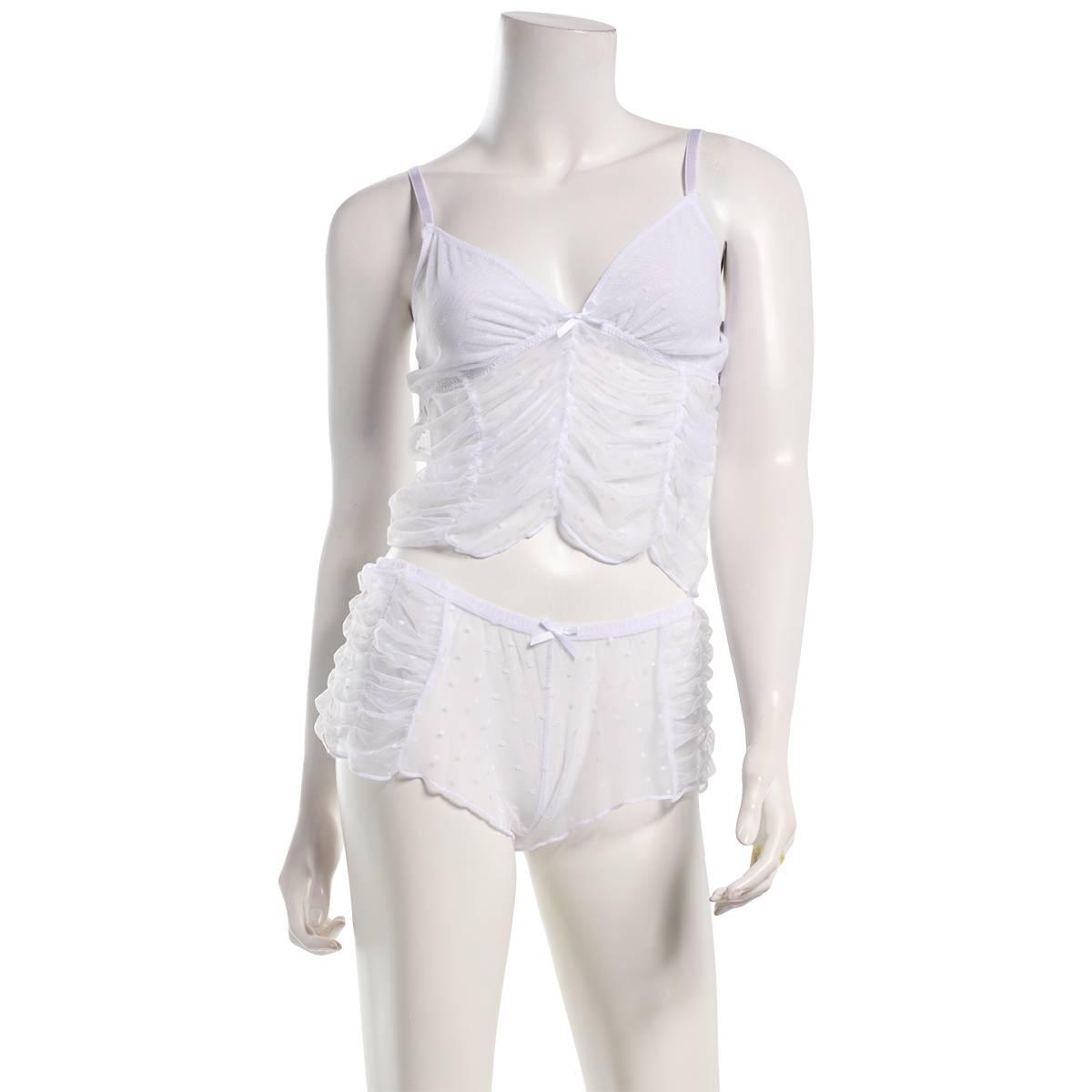 Womens Spree Intimates Ruched Mesh Cami & Shorts - CA2033