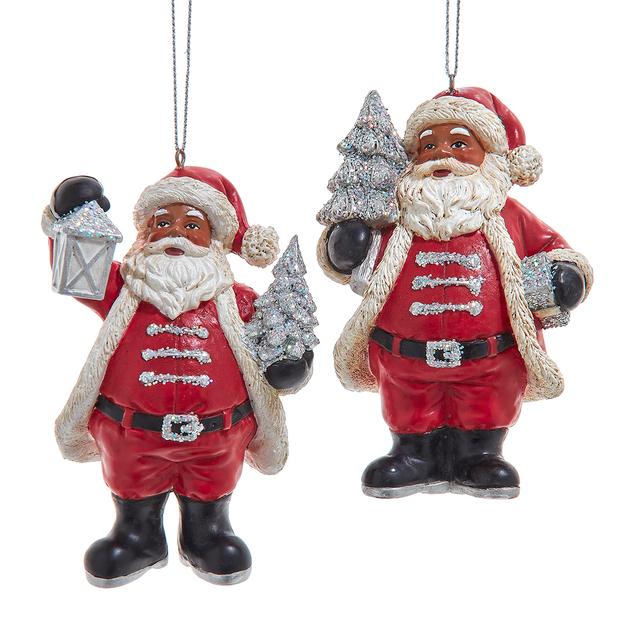 Kurt S. Adler African American Santa with Tree Ornament