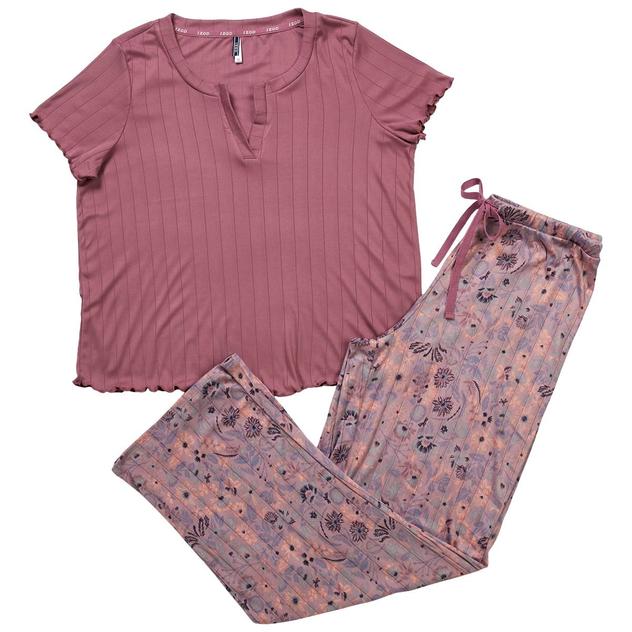 Womens IZOD® Short Sleeve Lettuce Edge Floral Pajama Set