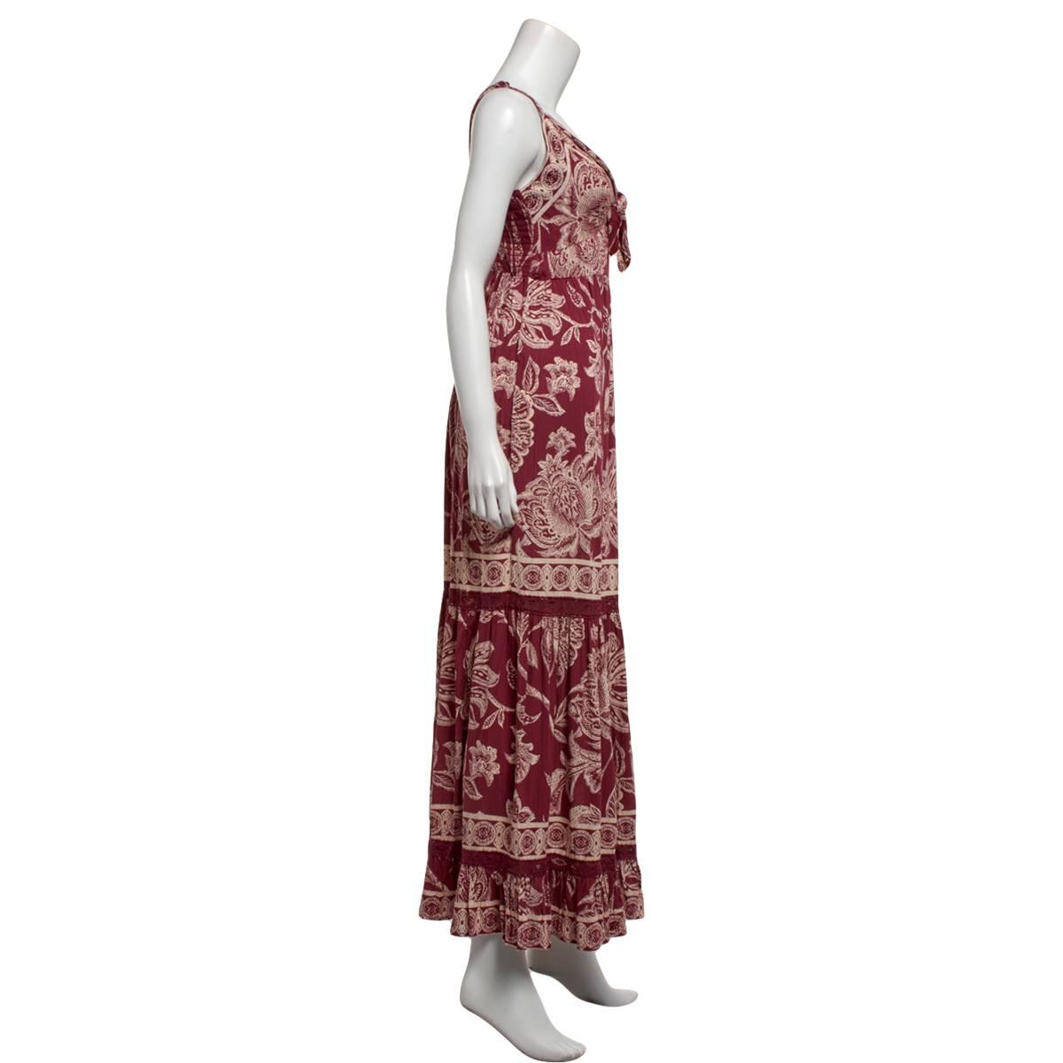 Juniors Angie Floral Gauze Twist Front Tier Maxi Slip Dress