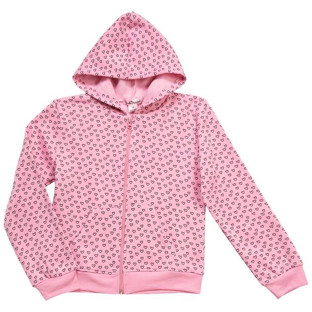Girls (7-16) Pink Angel™ Fleece Lined Heart Zip Up Hoodie