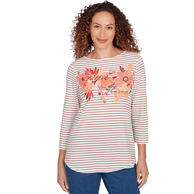 Womens Ruby Rd. Must Haves II Fall Harvest Stripe Tee
