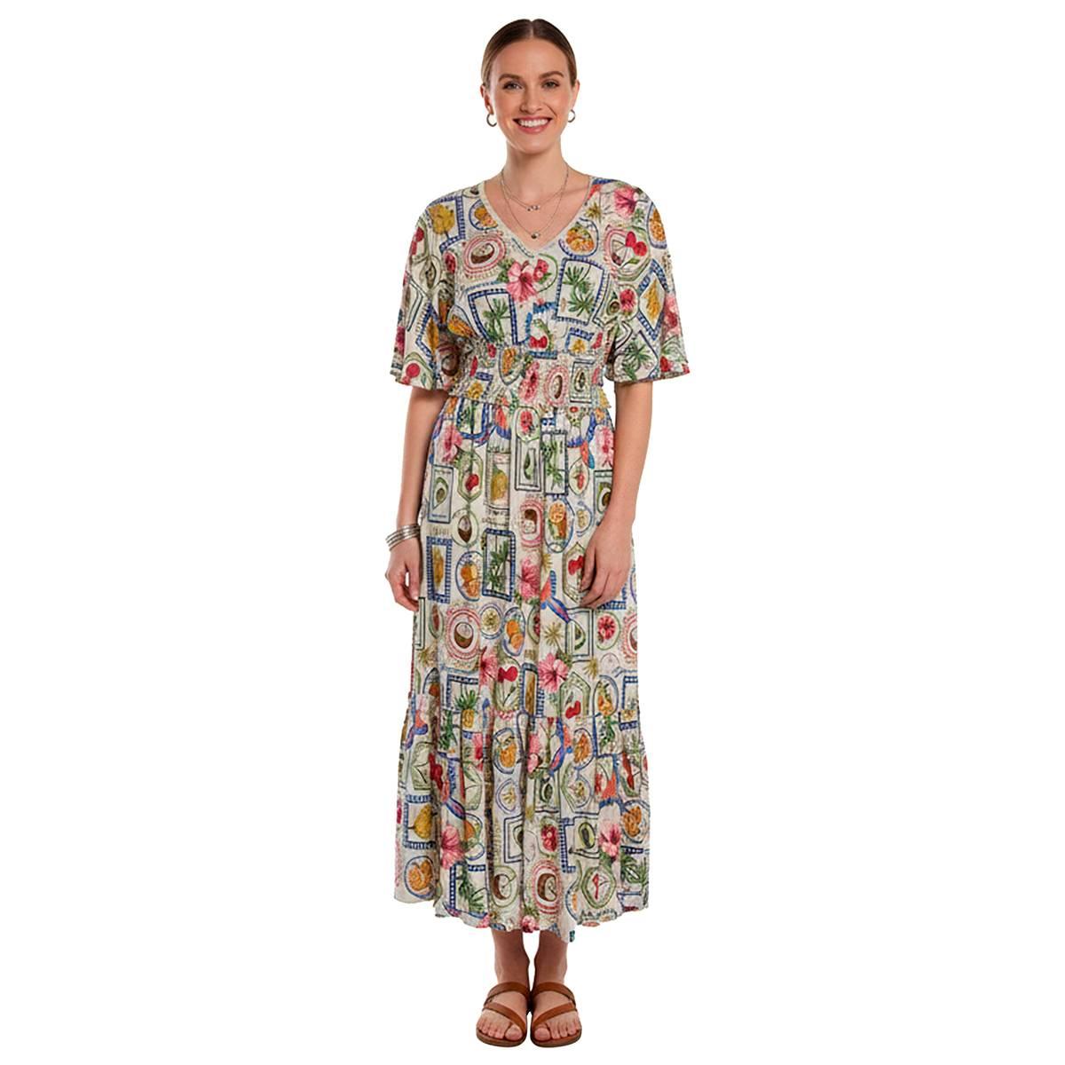 Womens Madison Hudson Fruit Lace V-Neck Midi Dress