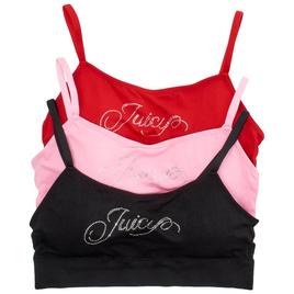 Womens Juicy Couture 3pk Bralettes w/ Rhinestone Logo JC2438-3PKA