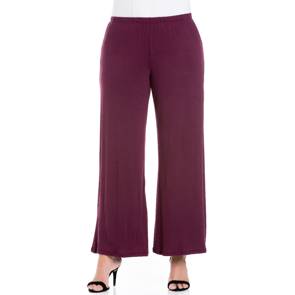 Plus Size 24/7 Comfort Apparel Flared Leg Palazzo Pants