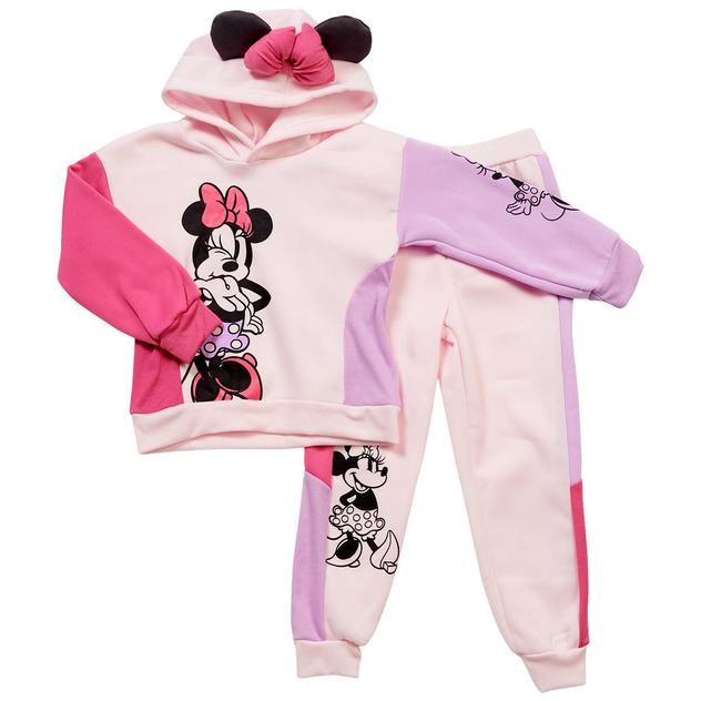 Girls (4-6x) Disney Minnie Color Block 3D Hoodie & Joggers Set