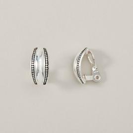Napier Antique Silver-Tone Large EZ Comfort Clip Earrings