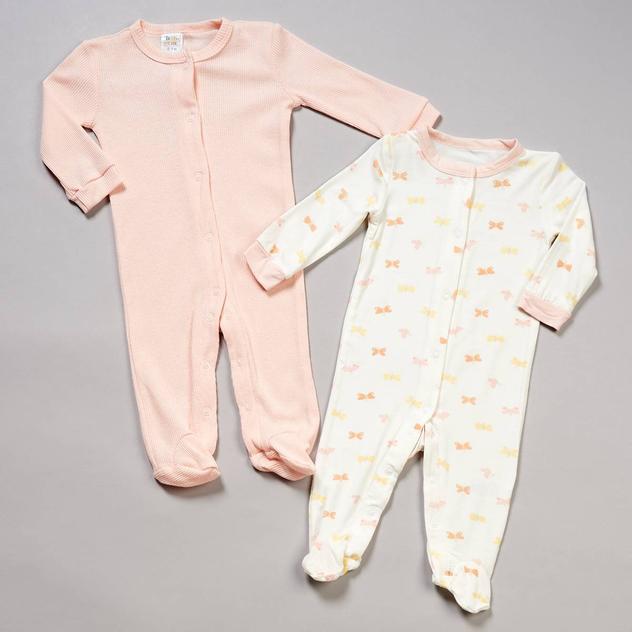 Baby Girl (NB-9M) Baby Gear® 2pk. Butterfly & Solid Sleeper Set