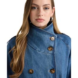 Womens NVLT Double Breasted Denim Belted Trench Coat