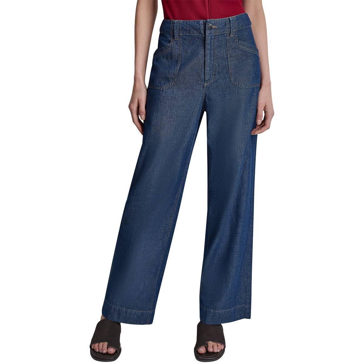 Womens DKNY High Rise Straight Leg Denim Pants