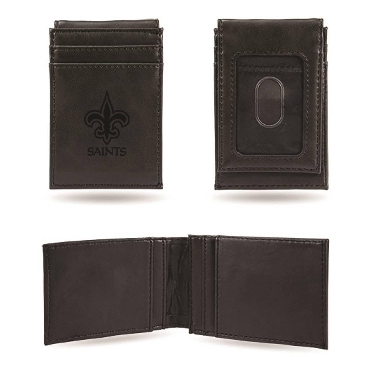 Mens NFL New Orleans Saints Faux Leather Front Pocket Wallet