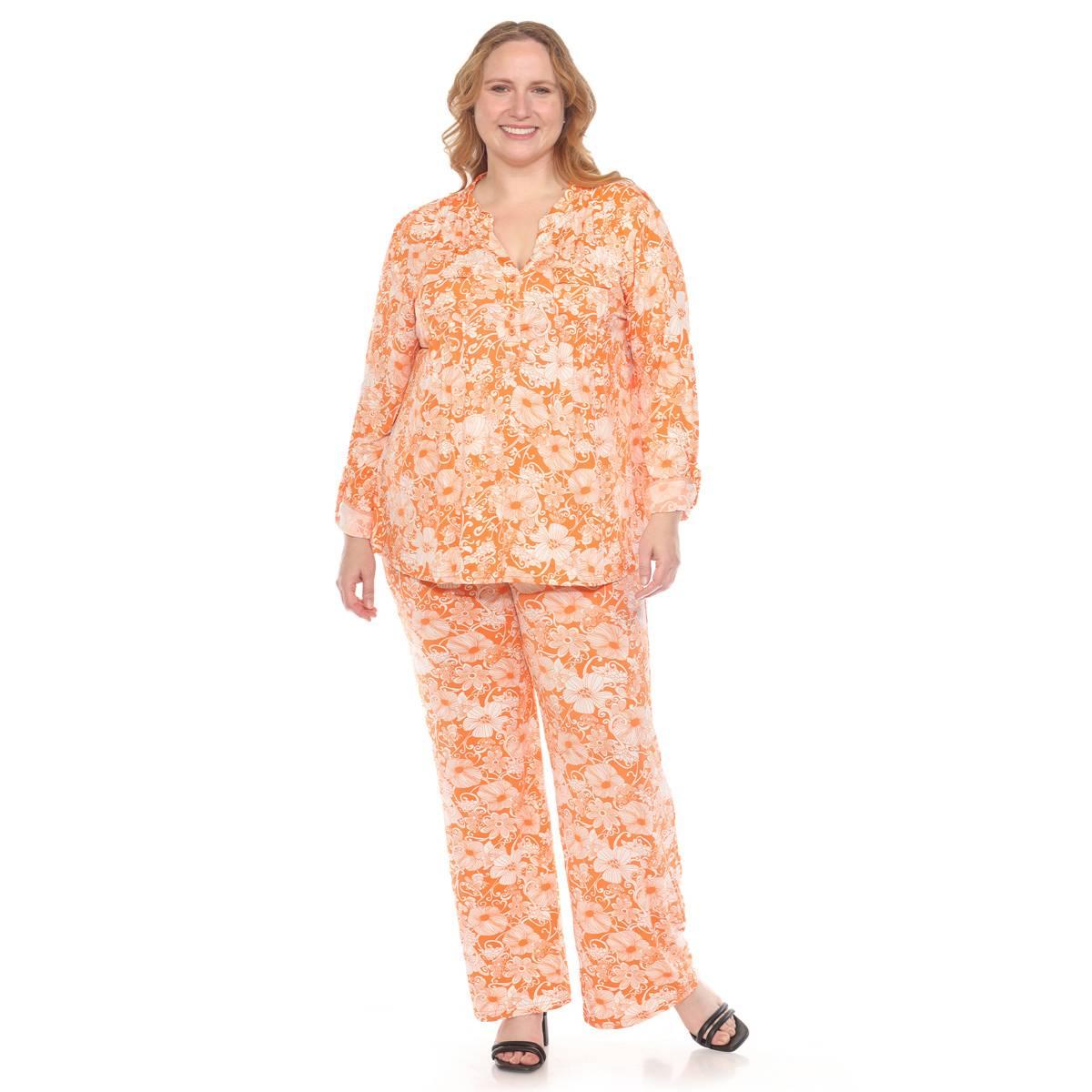 Plus Size White Mark 2pc. Floral Print Tunic and Pant Set