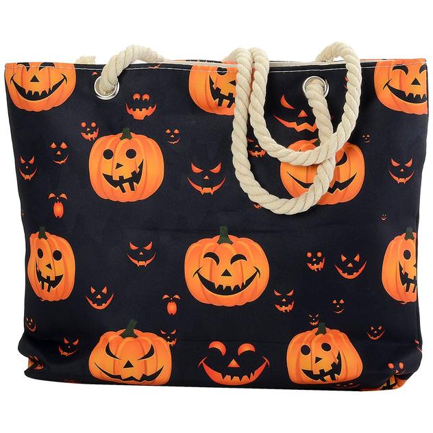 Renshun Jack-O-Lantern Fabric Tote with Rope Handles