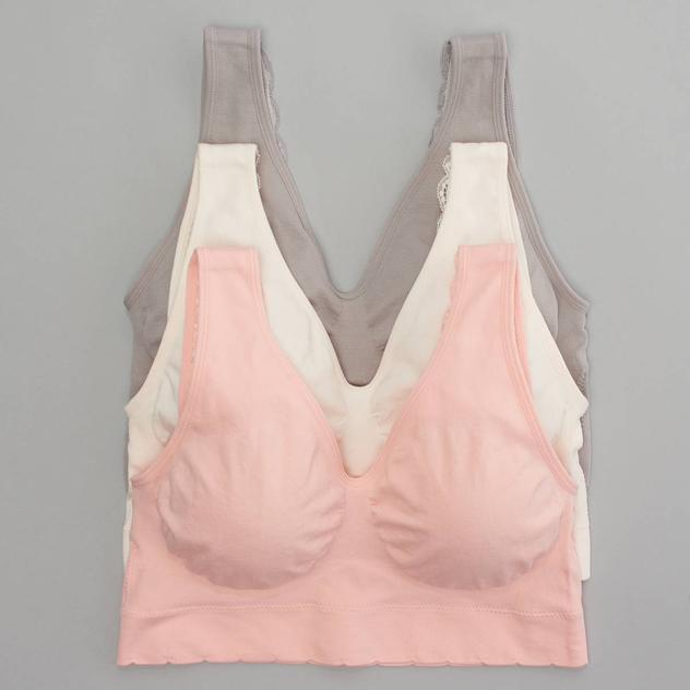 Plus Size Laura Ashley® 3pk. Seamless Lounge Bras LS5243-3PKBW