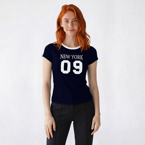 Juniors Derek Heart Short Sleeve Graphic Ringer Tee - Blue