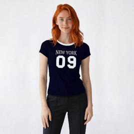 Juniors Derek Heart Short Sleeve Graphic Ringer Tee - Blue