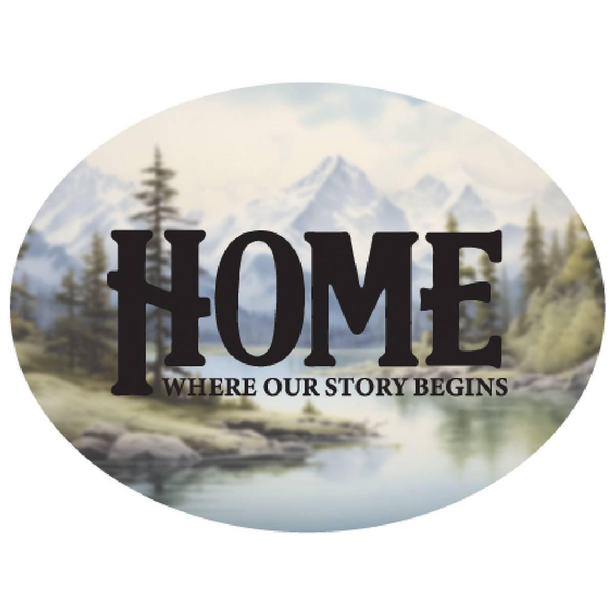 Home w/ Mountain Background Oval Garden Stone