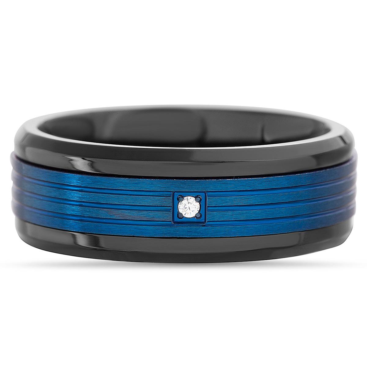 Mens Creed Two-Tone Stainless Steel Cubic Zirconia Band Ring