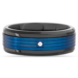Mens Creed Two-Tone Stainless Steel Cubic Zirconia Band Ring