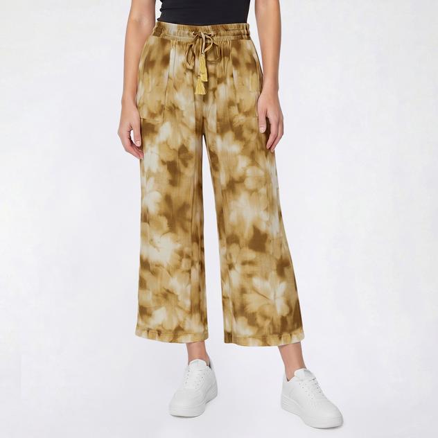 Womens Preswick & Moore® Blurred Floral Gauze Cropped Palazzo