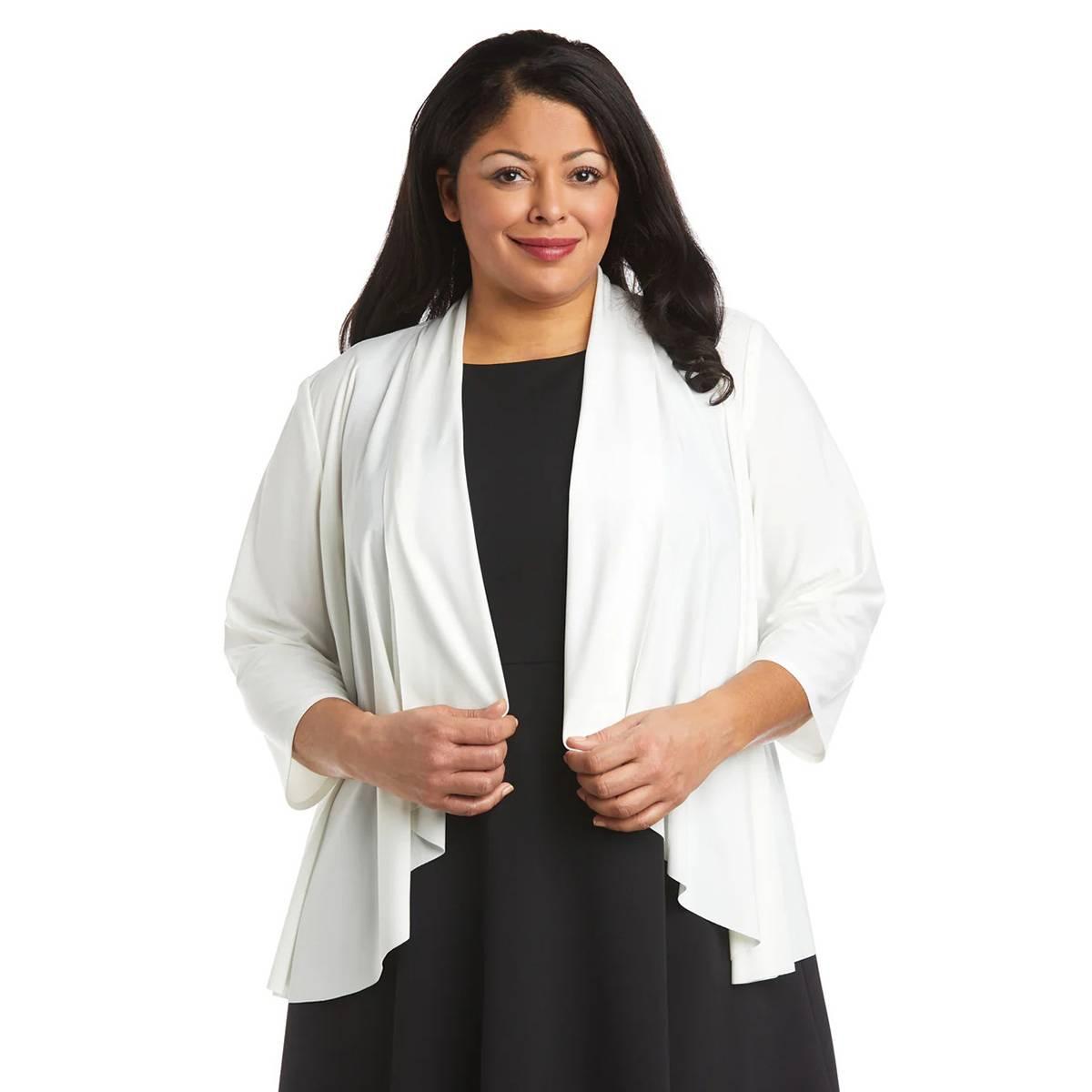 Plus Size R&M Richards 3/4 Sleeve Swing Shrug