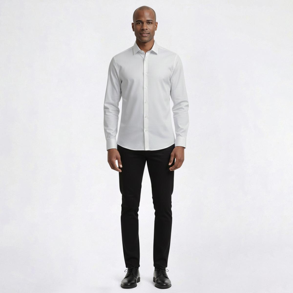 Mens Bill Blass Textured Stripe Modern Fit Dress Shirt - White