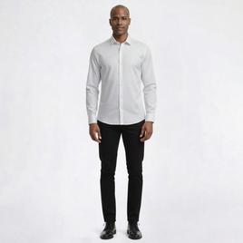 Mens Bill Blass Textured Stripe Modern Fit Dress Shirt - White