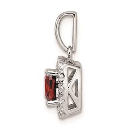 Pure Fire 14kt White Gold Lab Grown Diamond & Garnet Halo Pendant