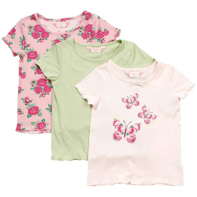 Girls (4-6x) Bkind 3pk Short Sleeve Butterfly & Floral Tees