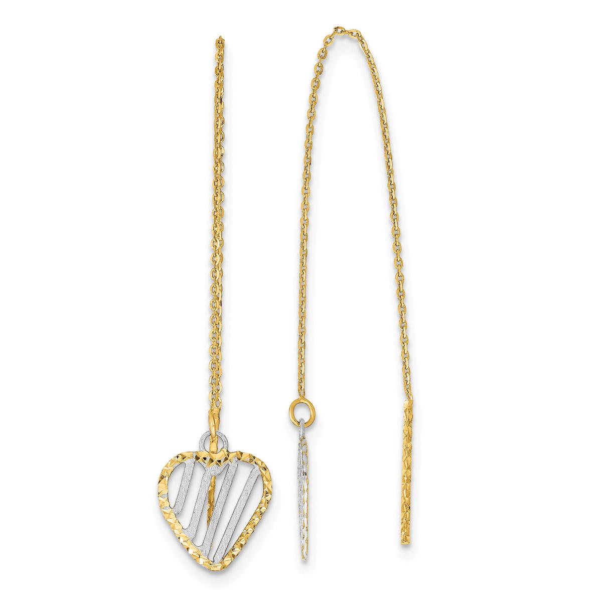 Gold Classics(tm) 14kt. Rhodium Heart Threader Earrings