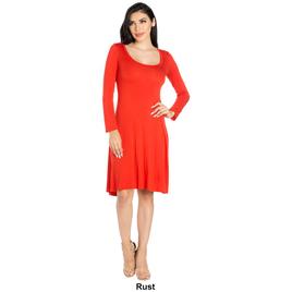 Womens 24/7 Comfort Apparel Long Sleeve Flared Mini Dress