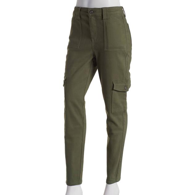 Womens Bleu Denim Skinny Leg Twill Pants w/Cargo Pockets
