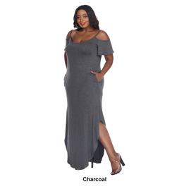 Plus Size White Mark Cold Shoulder Scoop Neck Maxi Dress