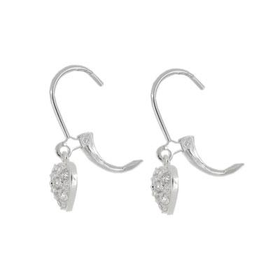 Silver Plate Cubic Zirconia Heart Dangle Earrings