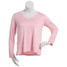 Juniors Pillow Talk Long Sleeve  V-Neck Pajama Tee