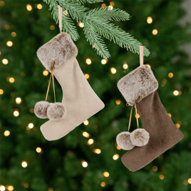 Northlight 7.5in. Plush Stockings Christmas Ornaments - Set of 2