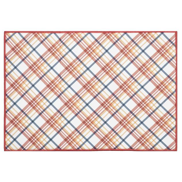 Multi Plaid Gold Dish Drying Mat
