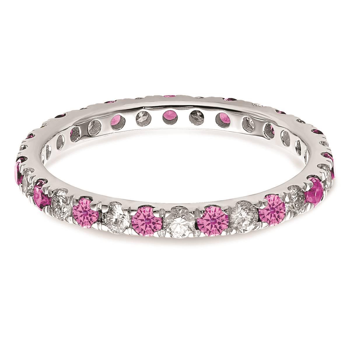 Pure Fire 14kt. White Gold Lab Created Pink Sapphire Band