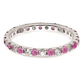 Pure Fire 14kt. White Gold Lab Created Pink Sapphire Band