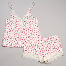 Womens Jessica Simpson Lace Trim Floral Camisole Pajama Set