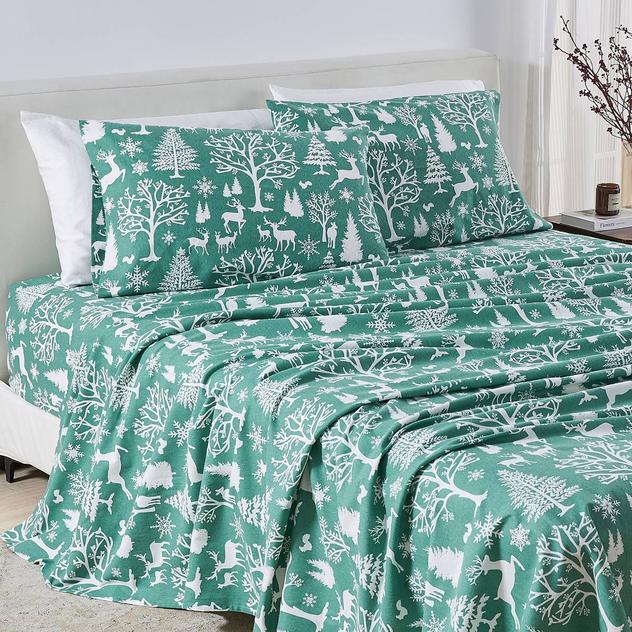 Freshfolds Premium Cotton Flannel Enchanted Woods 4pc. Sheet Set