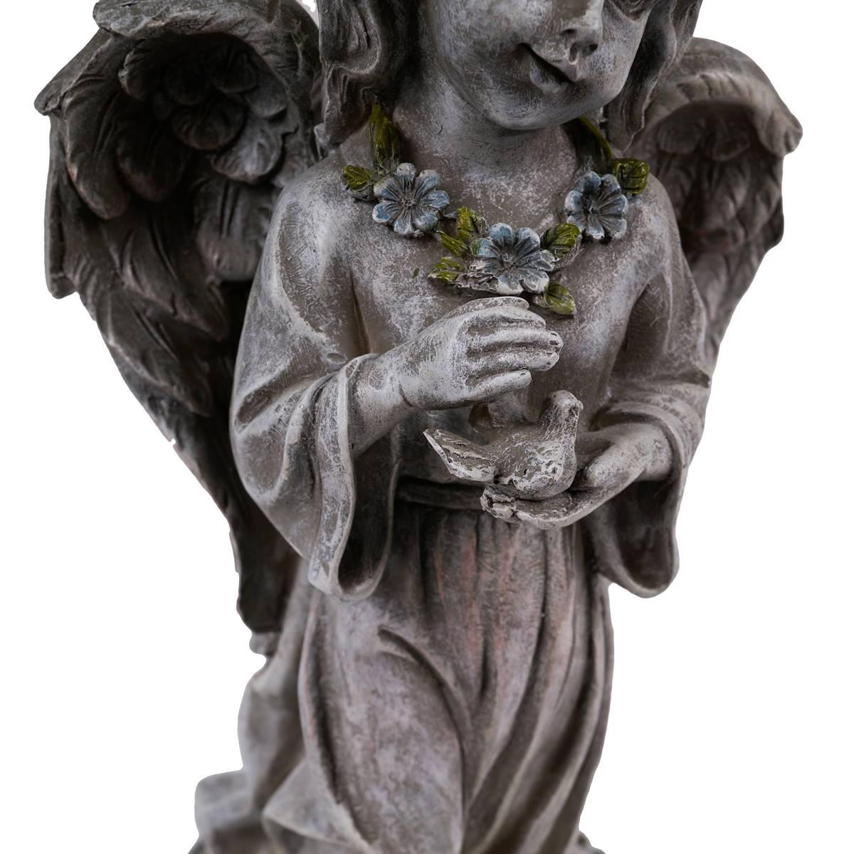 Hi-Line Gift Angel Child Holding Bird Garden Statue