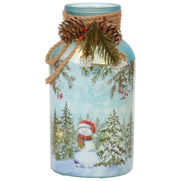 Transpac Snowman Forest LED Jar