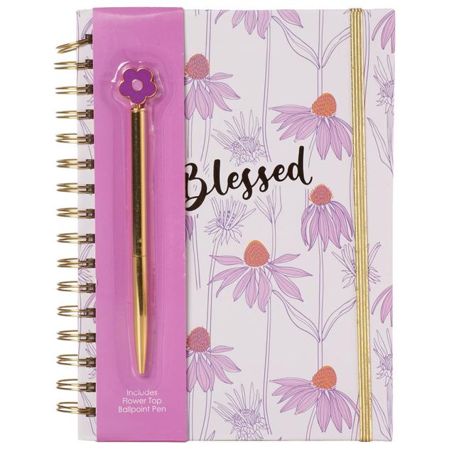 Purple Poppies Blessed Spiral Sketchbook with Pen