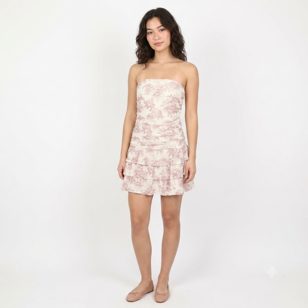 Juniors Madden Girl Floral Mesh Triple Tier Tube Dress