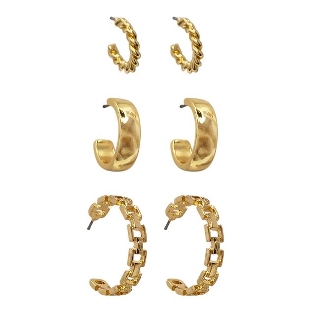 Design Collection 3pr. Gold-Tone Twisted Hoop Earrings Set