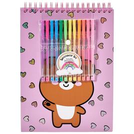 Girls Votum Cute Critter Spiral Sketchbook w/ Gel Pens & Stickers