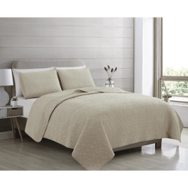 Patina Vie 3pc. Zafira Cotton Stitched Embroidered Quilt Set