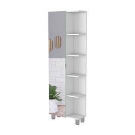 FM FURNITURE Los Angeles White Linen Cabinet w/ Mirror