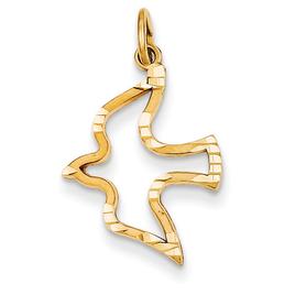 Gold Classics(tm) 14kt. Satin & Diamond Cut Dove Charm